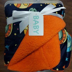 Weegoamigo Baby Blanket "Orange Space" 30" x 40"